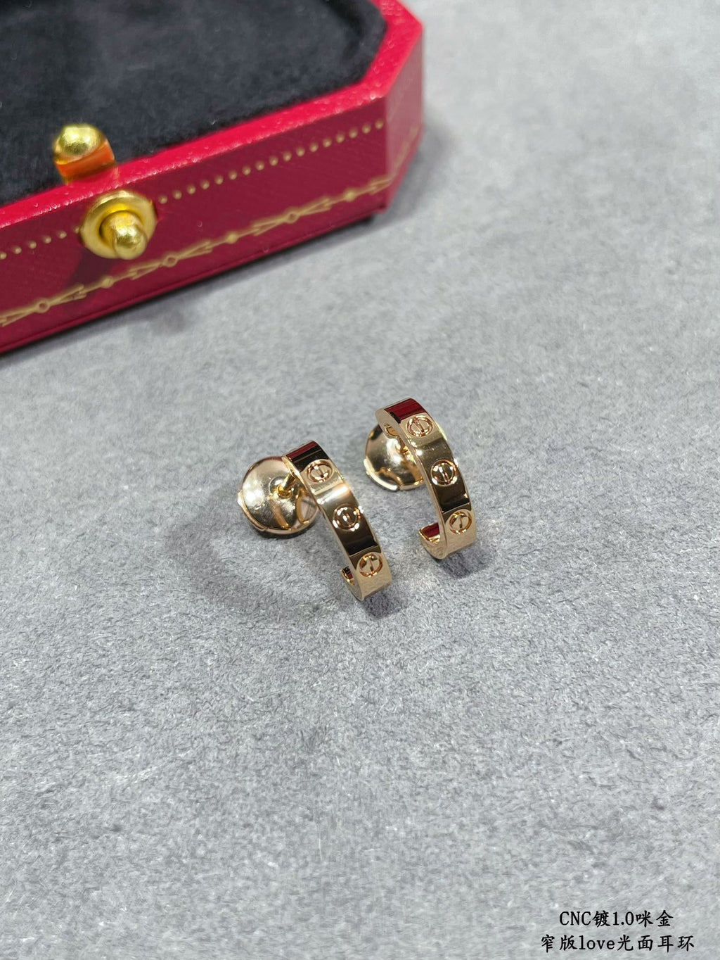 Slim Polished Screw Motif Earrings — LOVE Series ✨ ( top-tier )