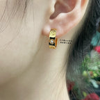 Half-Hoop Screw Motif Earrings — LOVE Series ✨ ( top-tier )