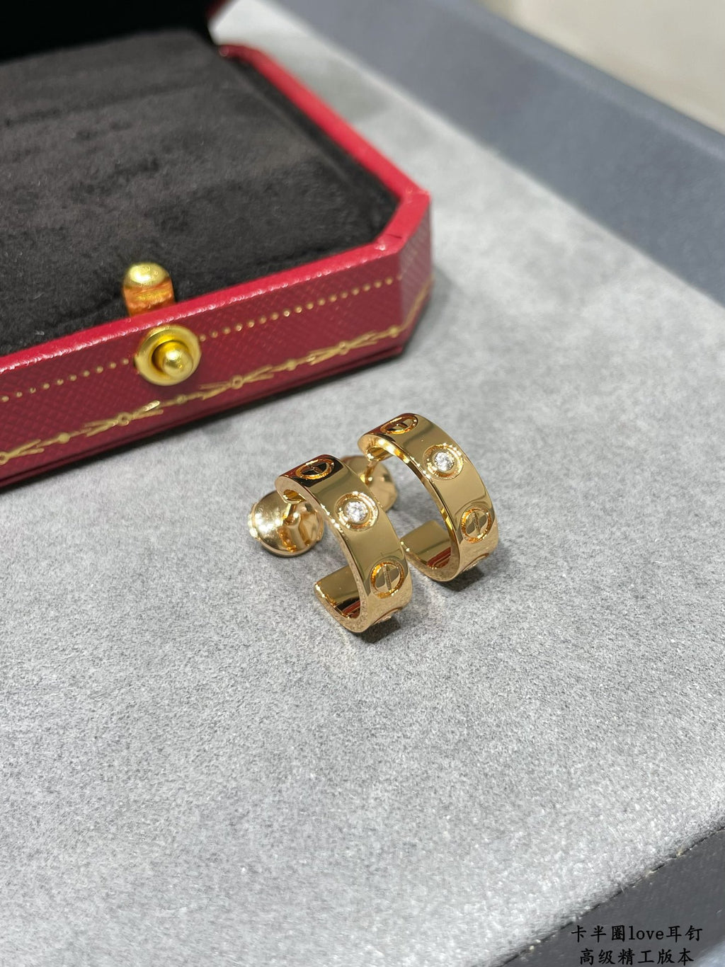 Half-Hoop Screw Motif Earrings — LOVE Series ✨ ( top-tier )