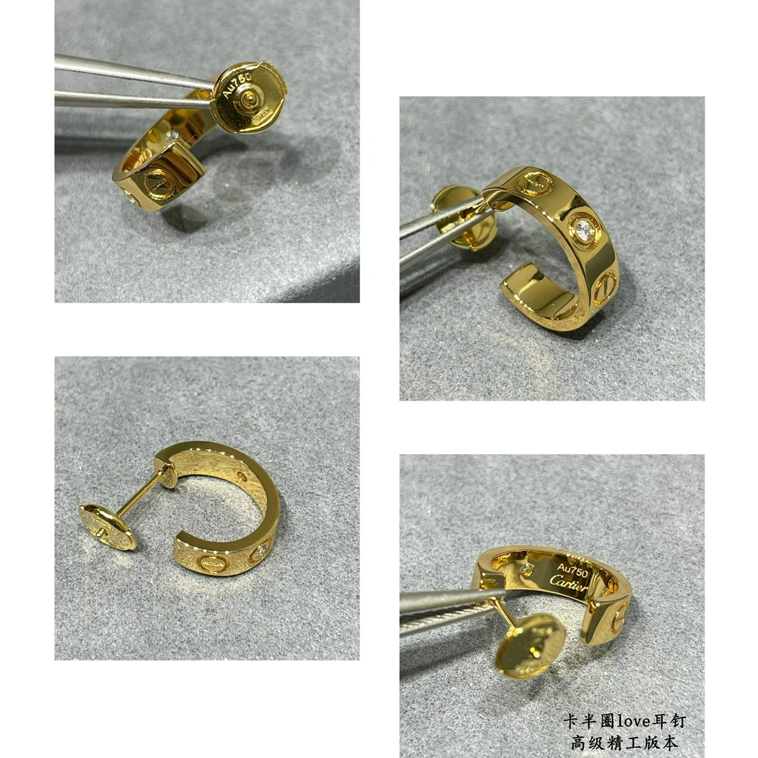 Half-Hoop Screw Motif Earrings — LOVE Series ✨ ( top-tier )