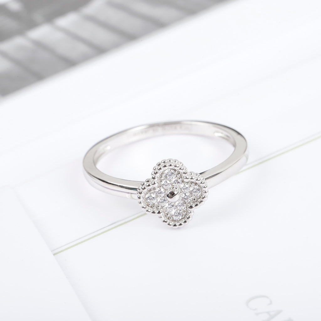 Mini Pavé Four-Leaf Clover Ring |Top Tier |