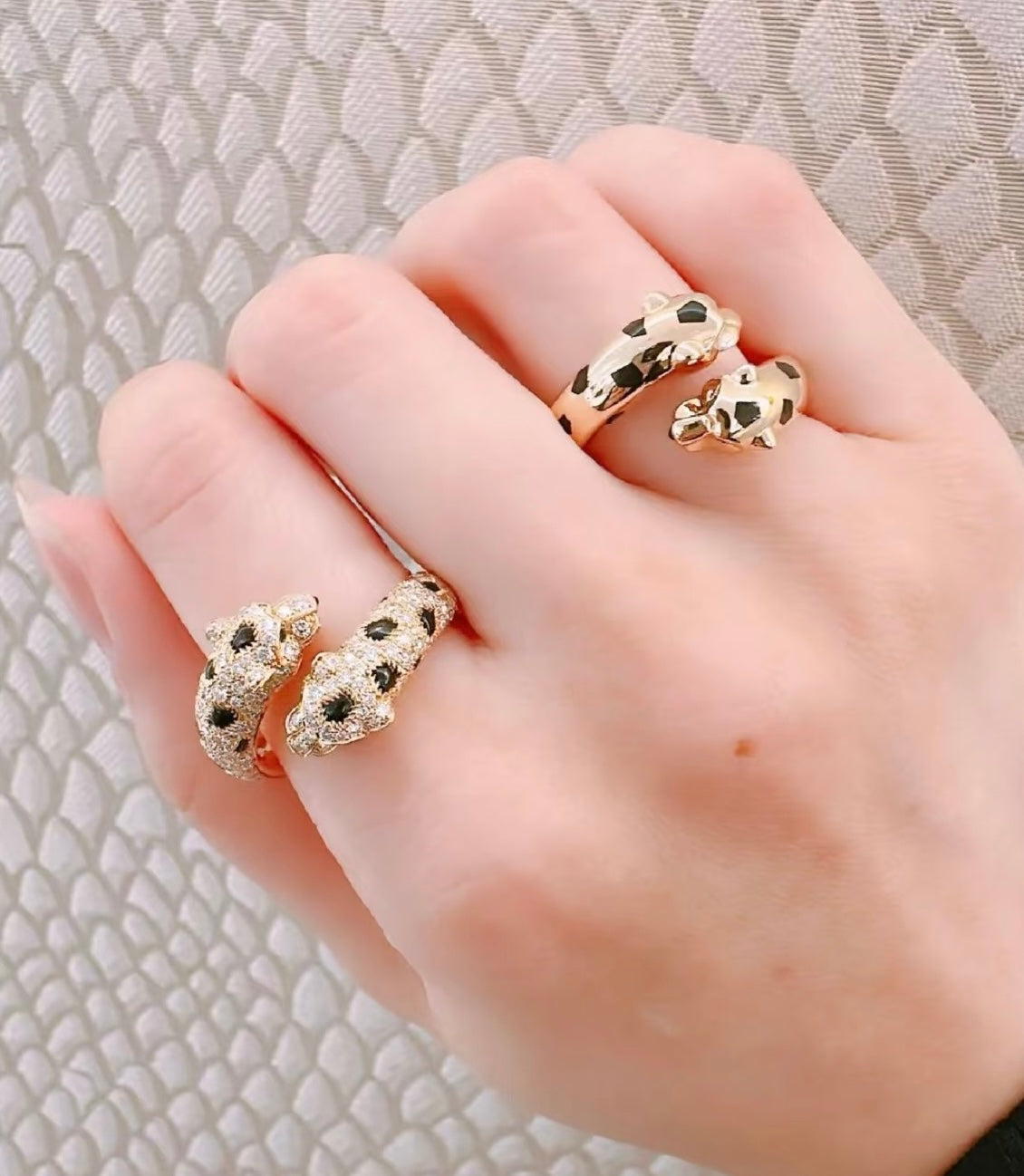 Double Panther Head Full Pavé Ring |Top Tier|
