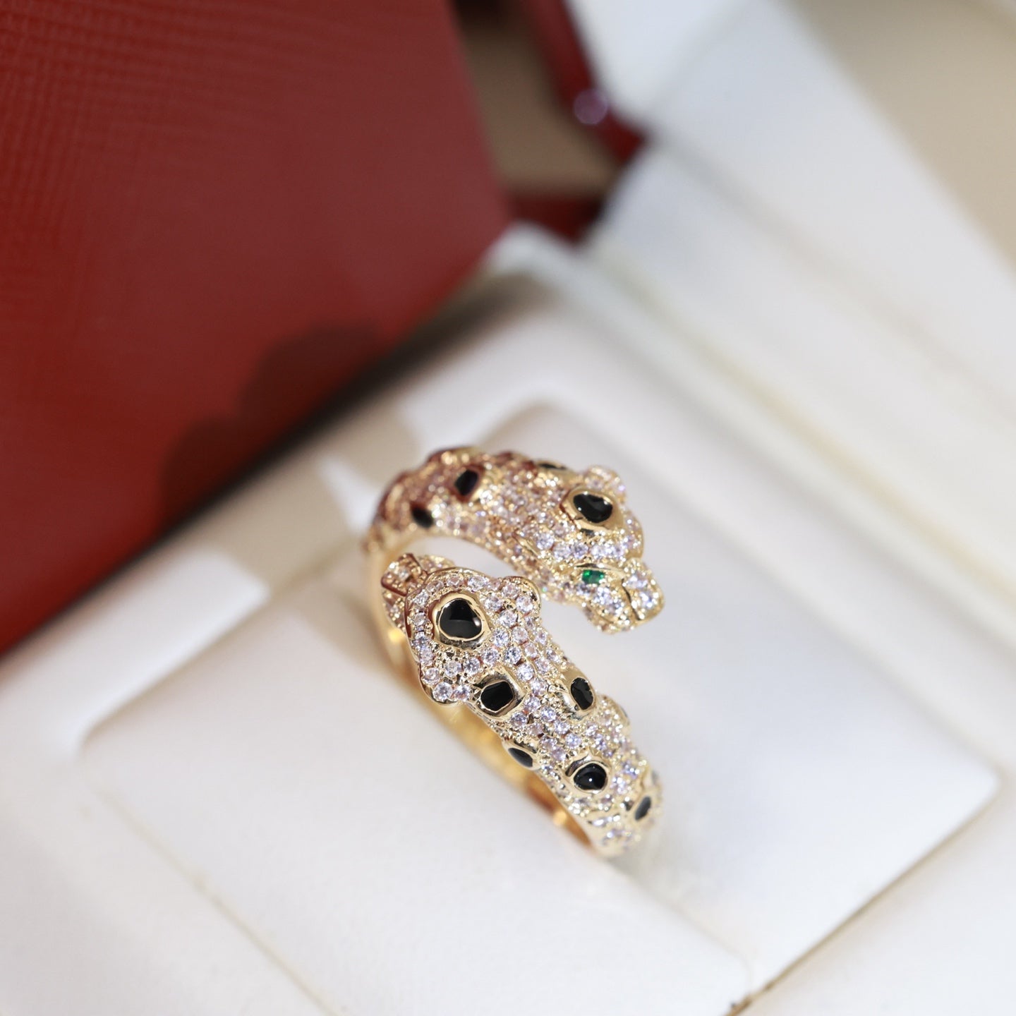 Double Panther Head Full Pavé Ring |Top Tier|