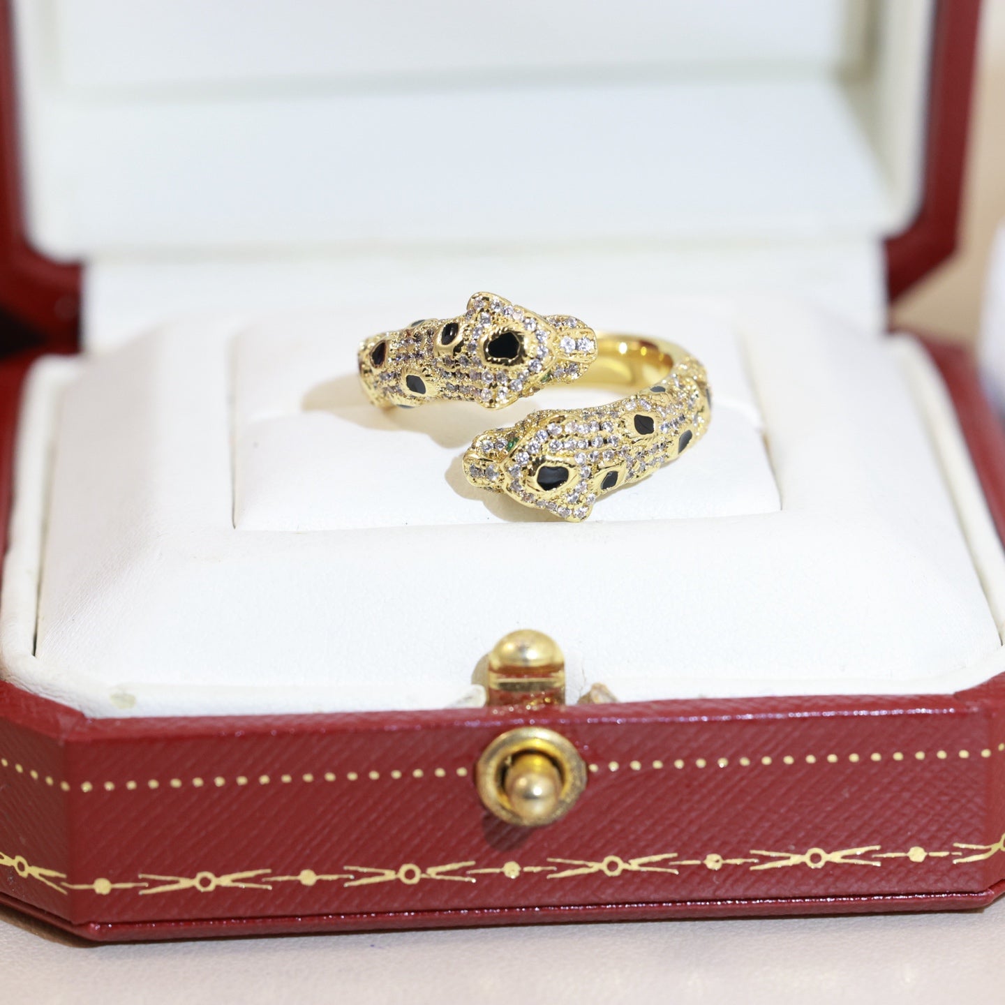 Double Panther Head Full Pavé Ring |Top Tier|