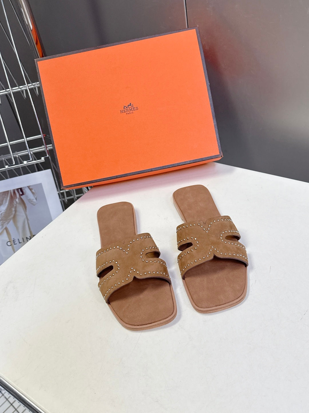 Square-Toe Signature Strap Flat Mule