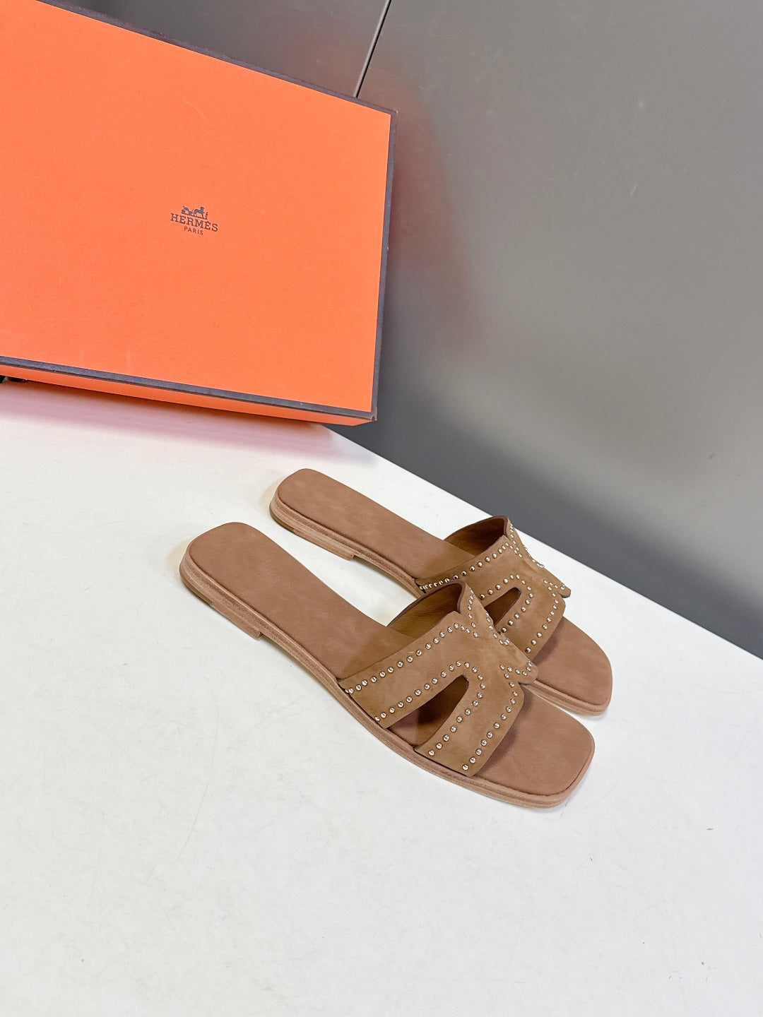 Square-Toe Signature Strap Flat Mule
