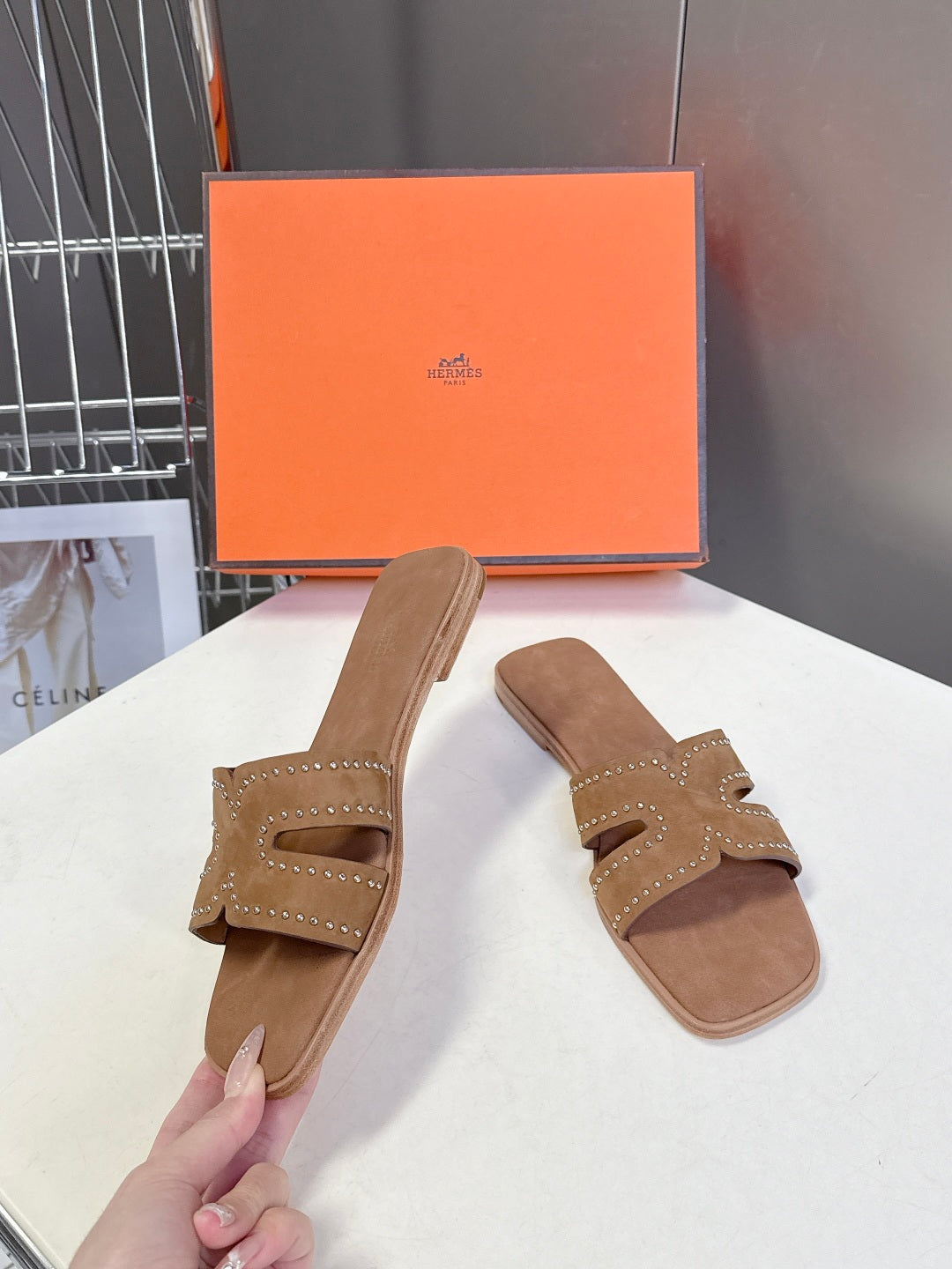 Square-Toe Signature Strap Flat Mule