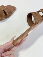 Square-Toe Signature Strap Flat Mule