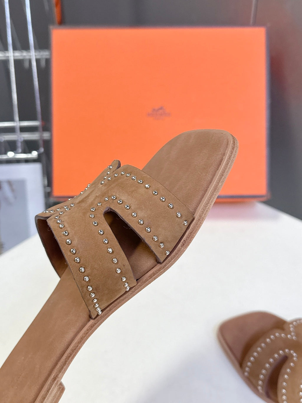 Square-Toe Signature Strap Flat Mule