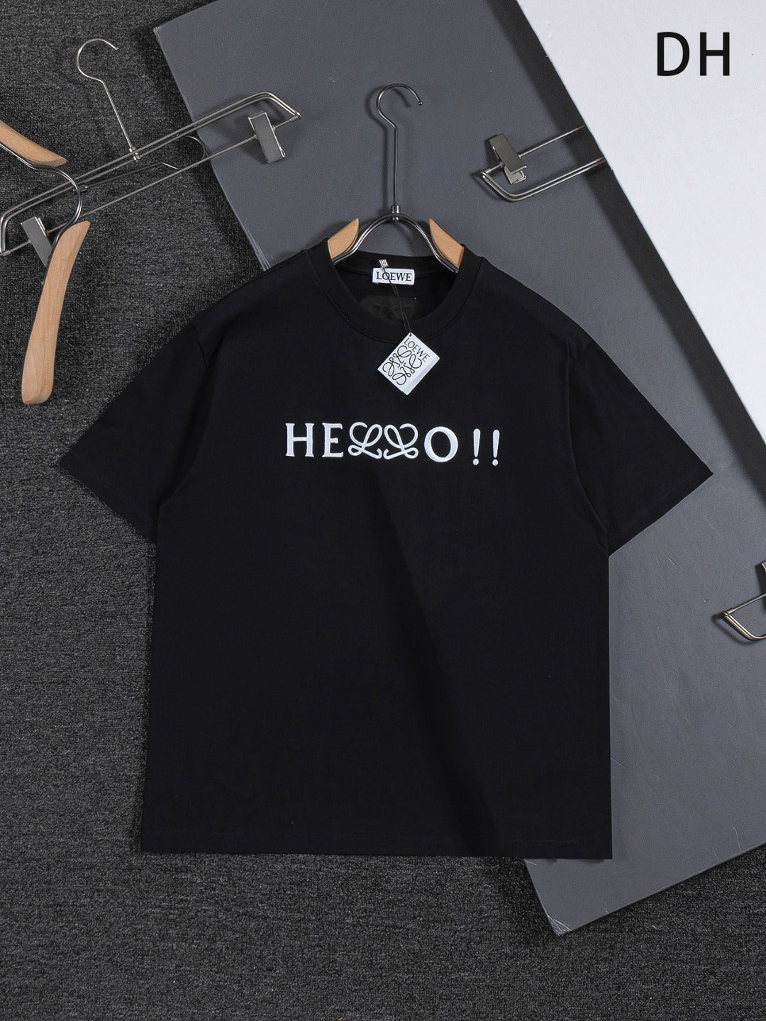 HELLO Logo Embroidered Tee | 2026 SS | Black & White