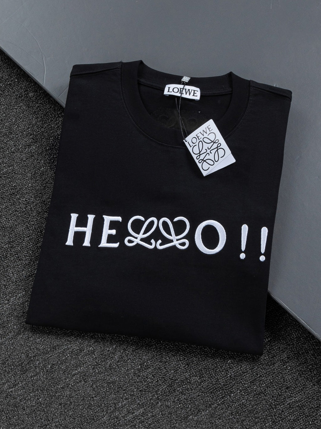 HELLO Logo Embroidered Tee | 2026 SS | Black & White