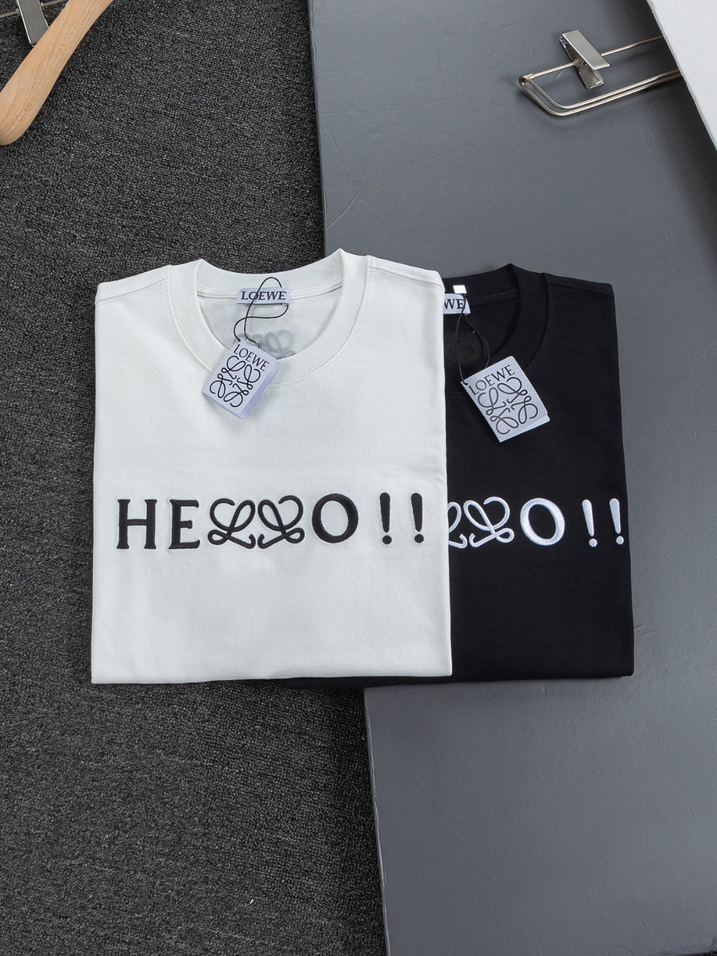 HELLO Logo Embroidered Tee | 2026 SS | Black & White