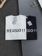 HELLO Logo Embroidered Tee | 2026 SS | Black & White