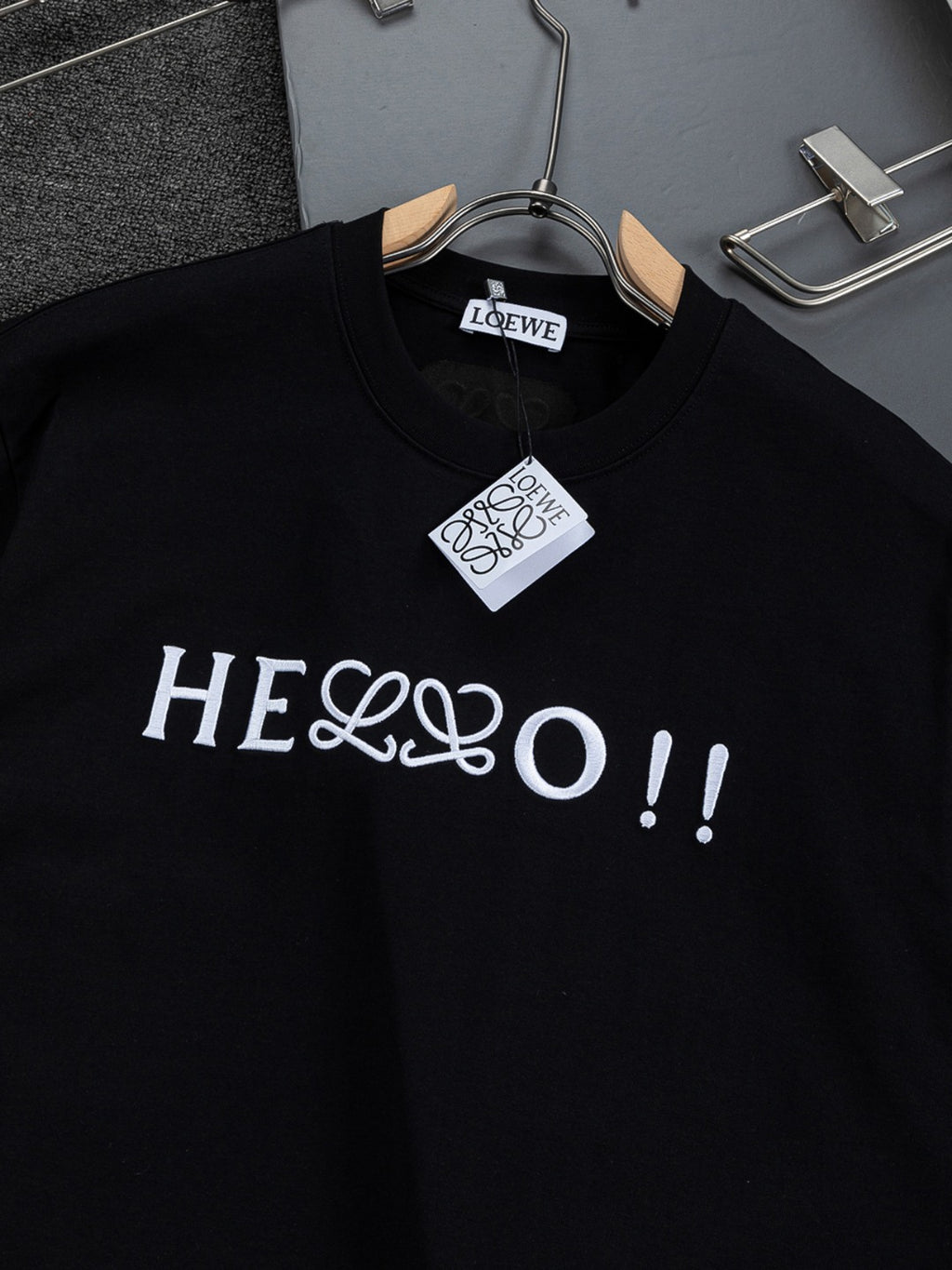 HELLO Logo Embroidered Tee | 2026 SS | Black & White