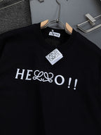 HELLO Logo Embroidered Tee | 2026 SS | Black & White
