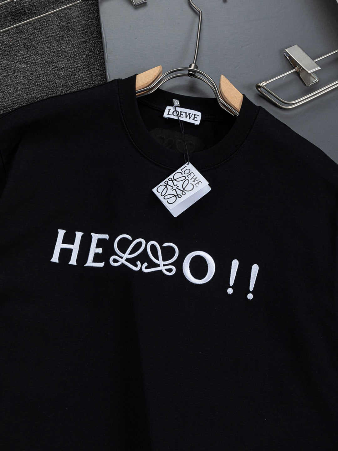 HELLO Logo Embroidered Tee | 2026 SS | Black & White
