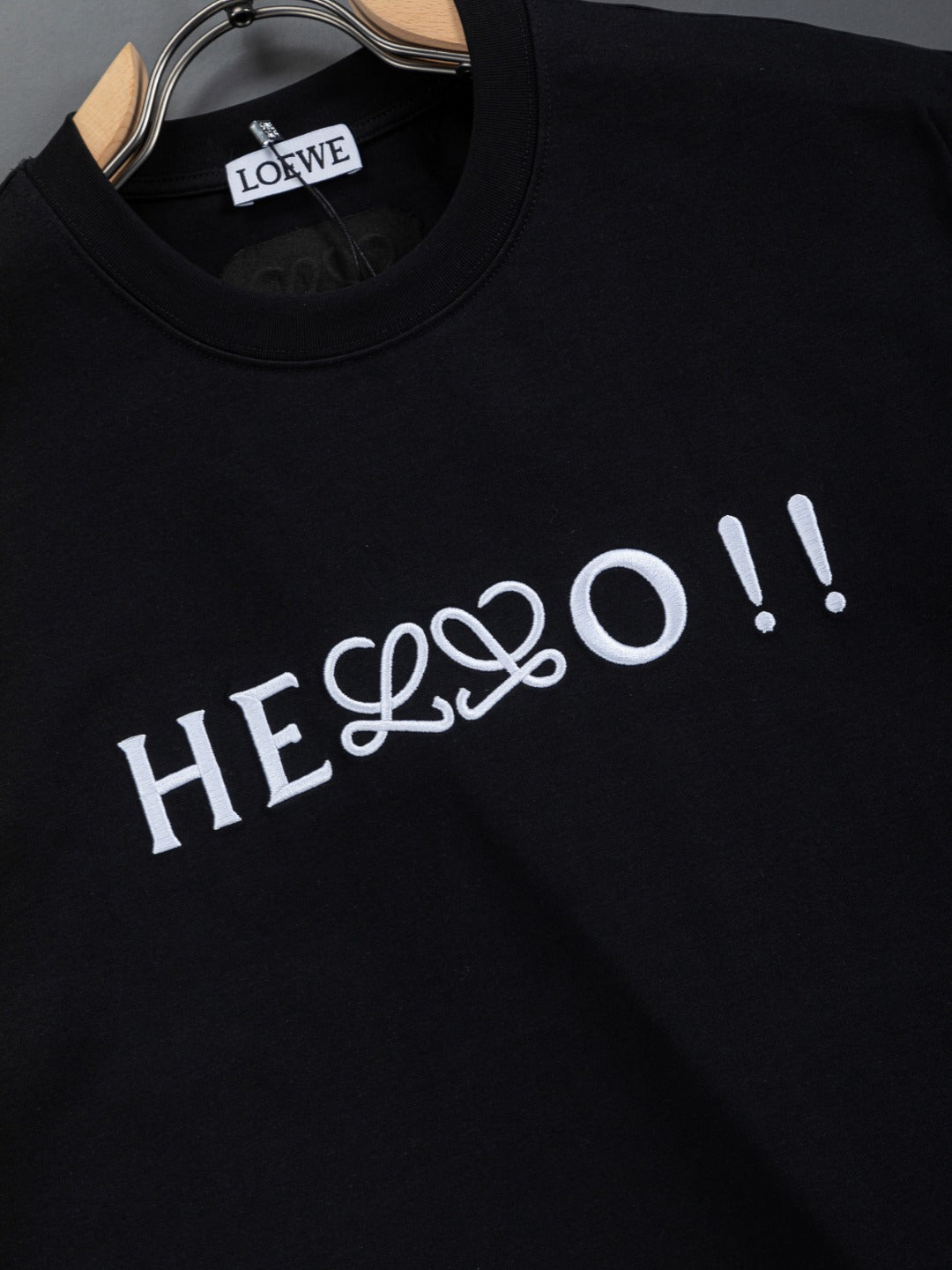 HELLO Logo Embroidered Tee | 2026 SS | Black & White