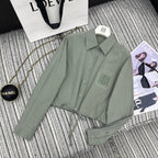 Embroidered Collar Shirt & Wide-Leg Pants Set