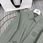 Embroidered Collar Shirt & Wide-Leg Pants Set