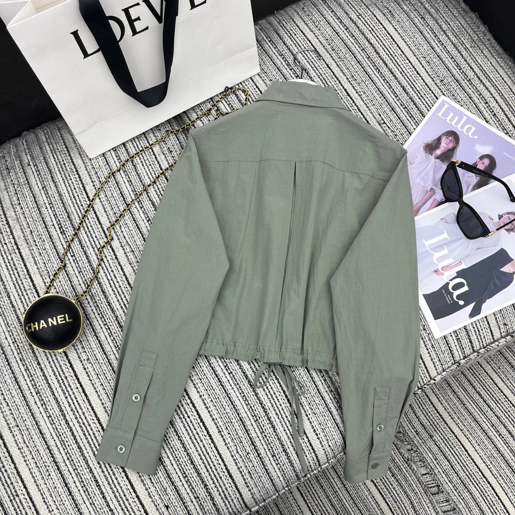 Embroidered Collar Shirt & Wide-Leg Pants Set