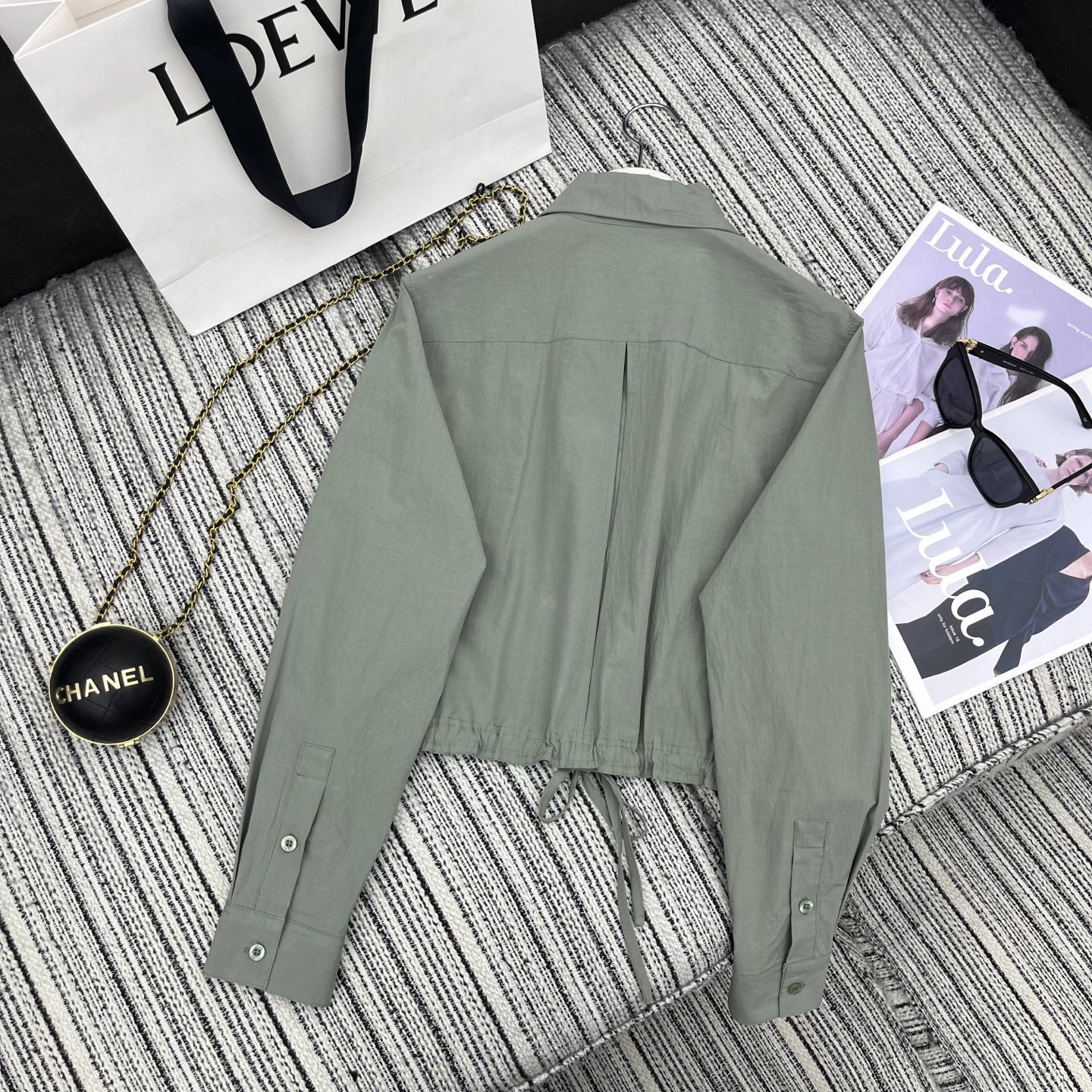Embroidered Collar Shirt & Wide-Leg Pants Set