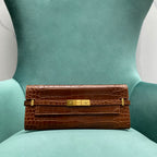 Y Crocodile-Embossed Clutch Bag (Premium quality)