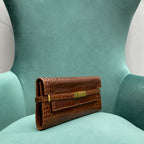 Y Crocodile-Embossed Clutch Bag (Premium quality)