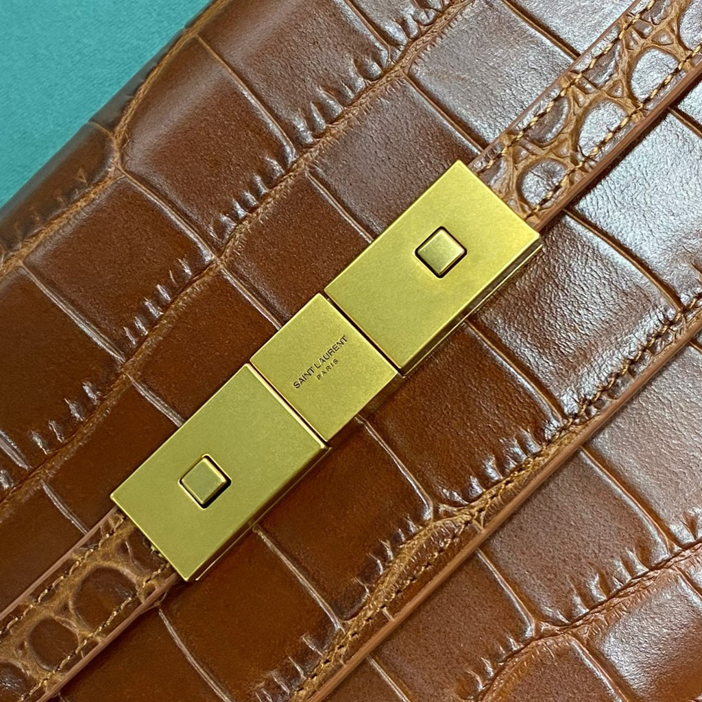 Y Crocodile-Embossed Clutch Bag (Premium quality)