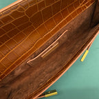 Y Crocodile-Embossed Clutch Bag (Premium quality)
