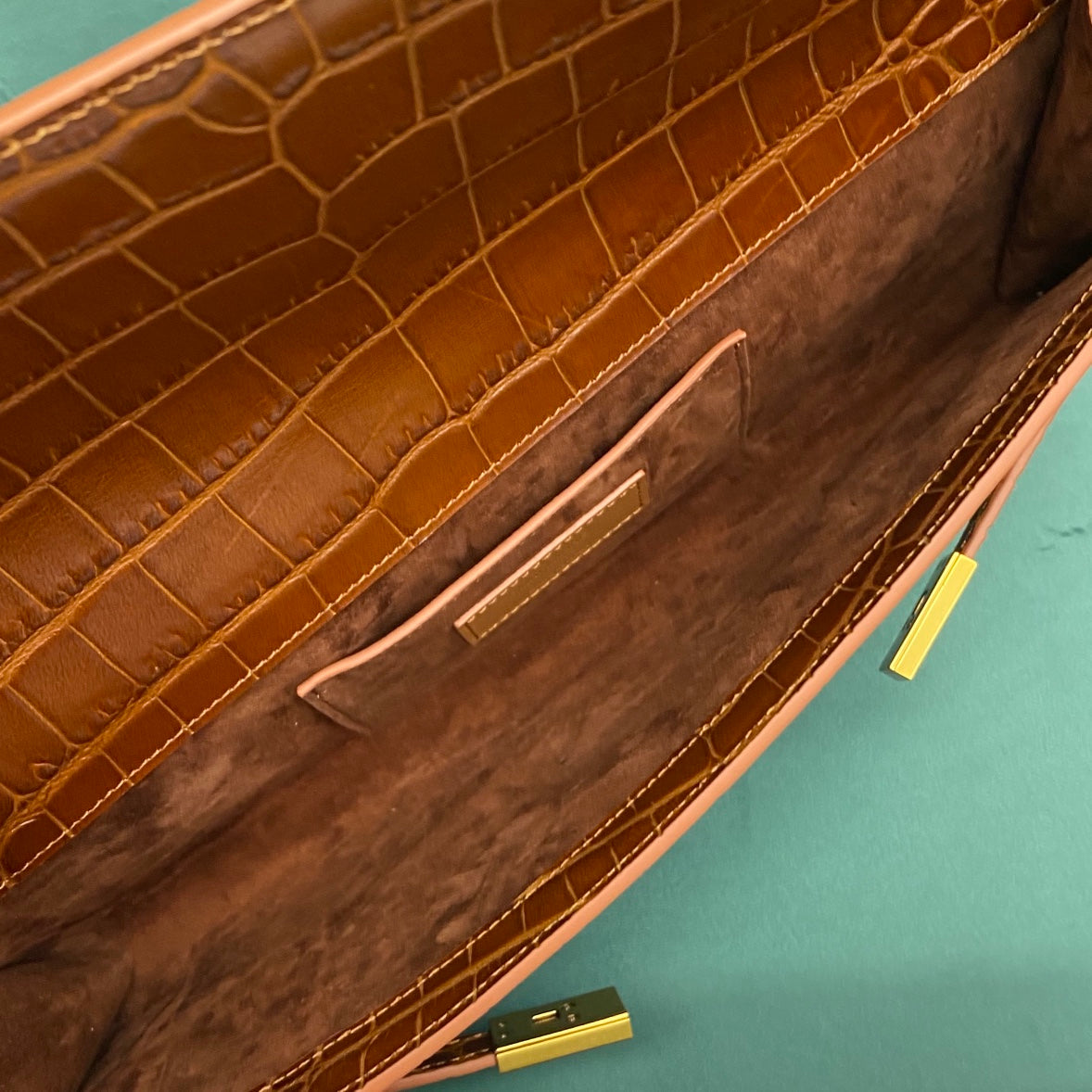 Y Crocodile-Embossed Clutch Bag (Premium quality)