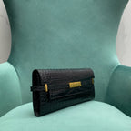 Y Crocodile-Embossed Clutch Bag (Premium quality)