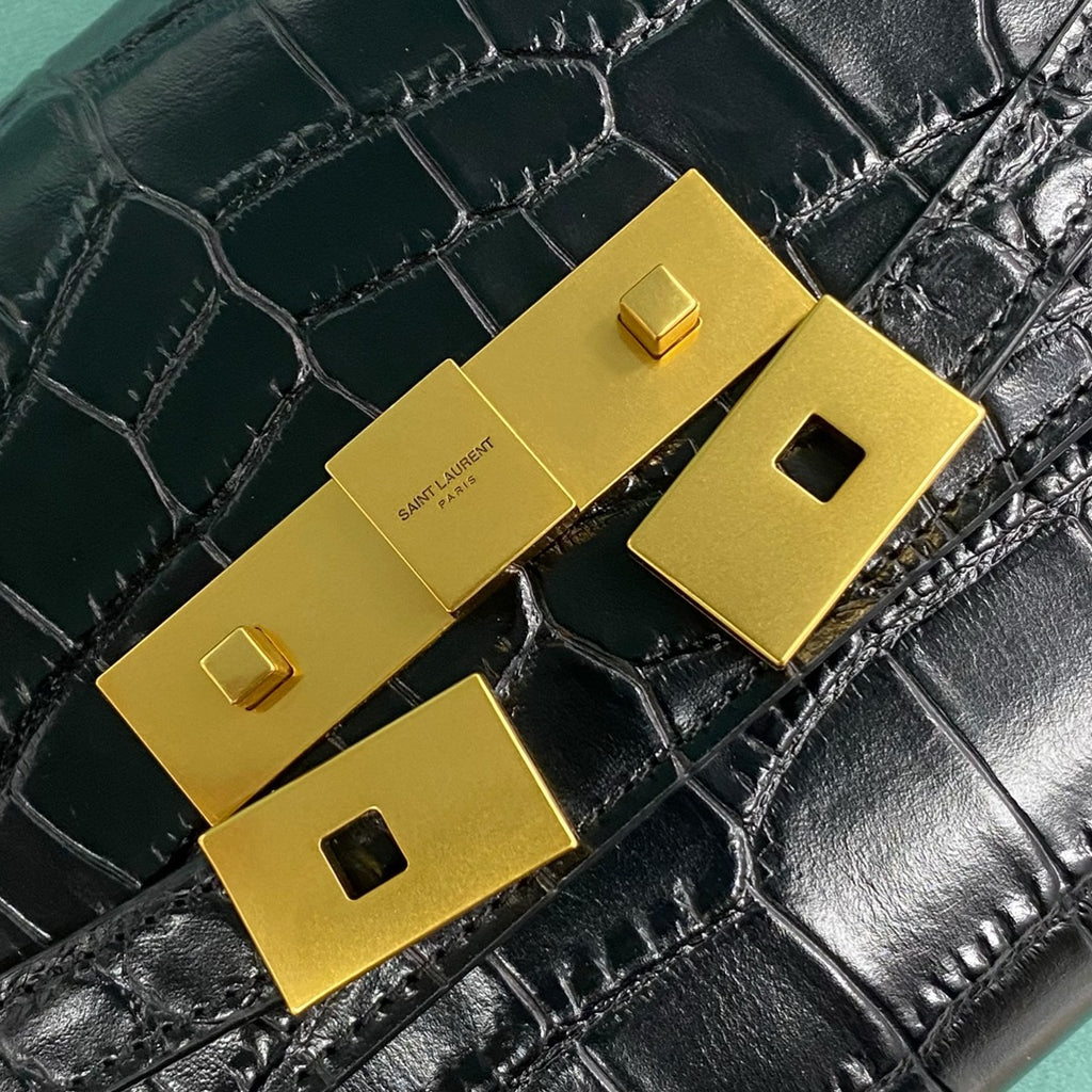 Y Crocodile-Embossed Clutch Bag (Premium quality)