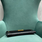 Y Crocodile-Embossed Clutch Bag (Premium quality)