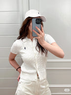 🐴 Cable-Knit Logo Polo Shirt