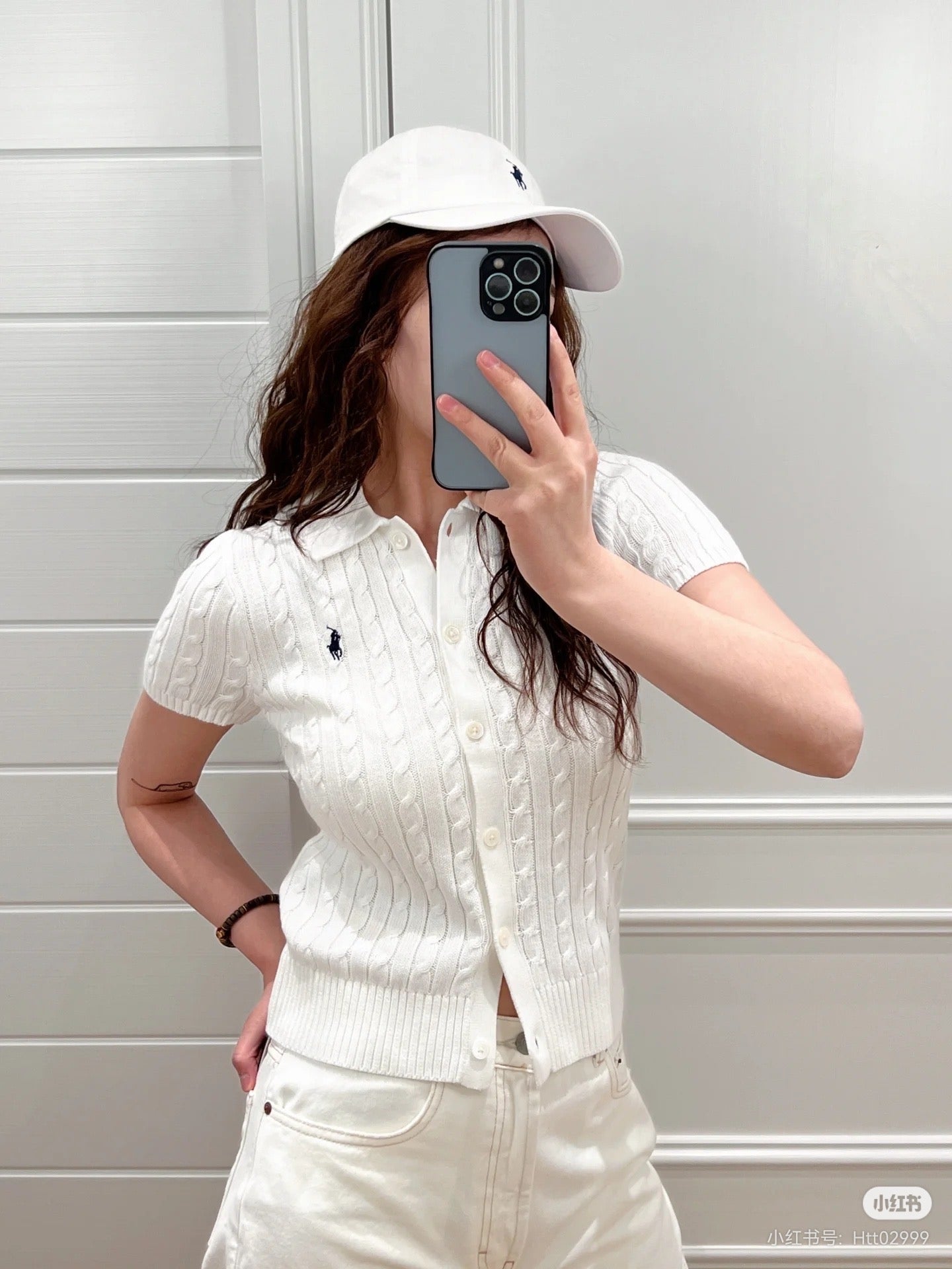 🐴 Cable-Knit Logo Polo Shirt