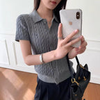 🐴 Cable-Knit Logo Polo Shirt