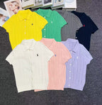 🐴 Cable-Knit Logo Polo Shirt