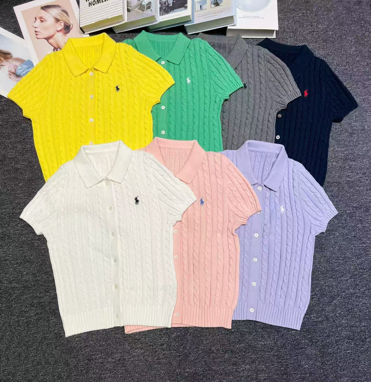 🐴 Cable-Knit Logo Polo Shirt