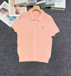 🐴 Cable-Knit Logo Polo Shirt