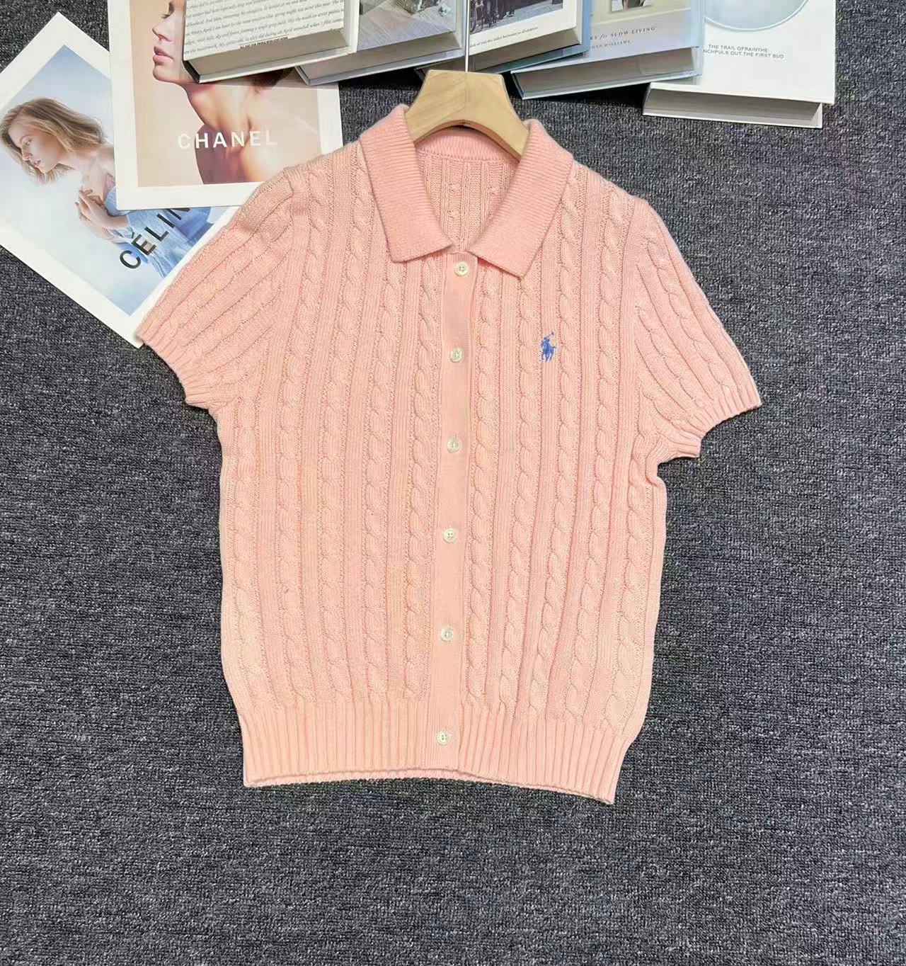 🐴 Cable-Knit Logo Polo Shirt
