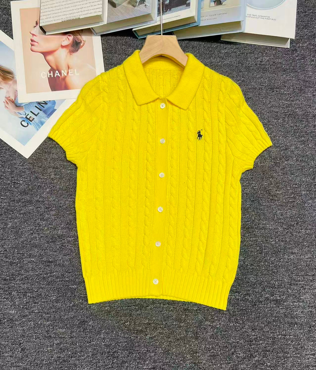 🐴 Cable-Knit Logo Polo Shirt