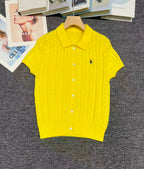 🐴 Cable-Knit Logo Polo Shirt