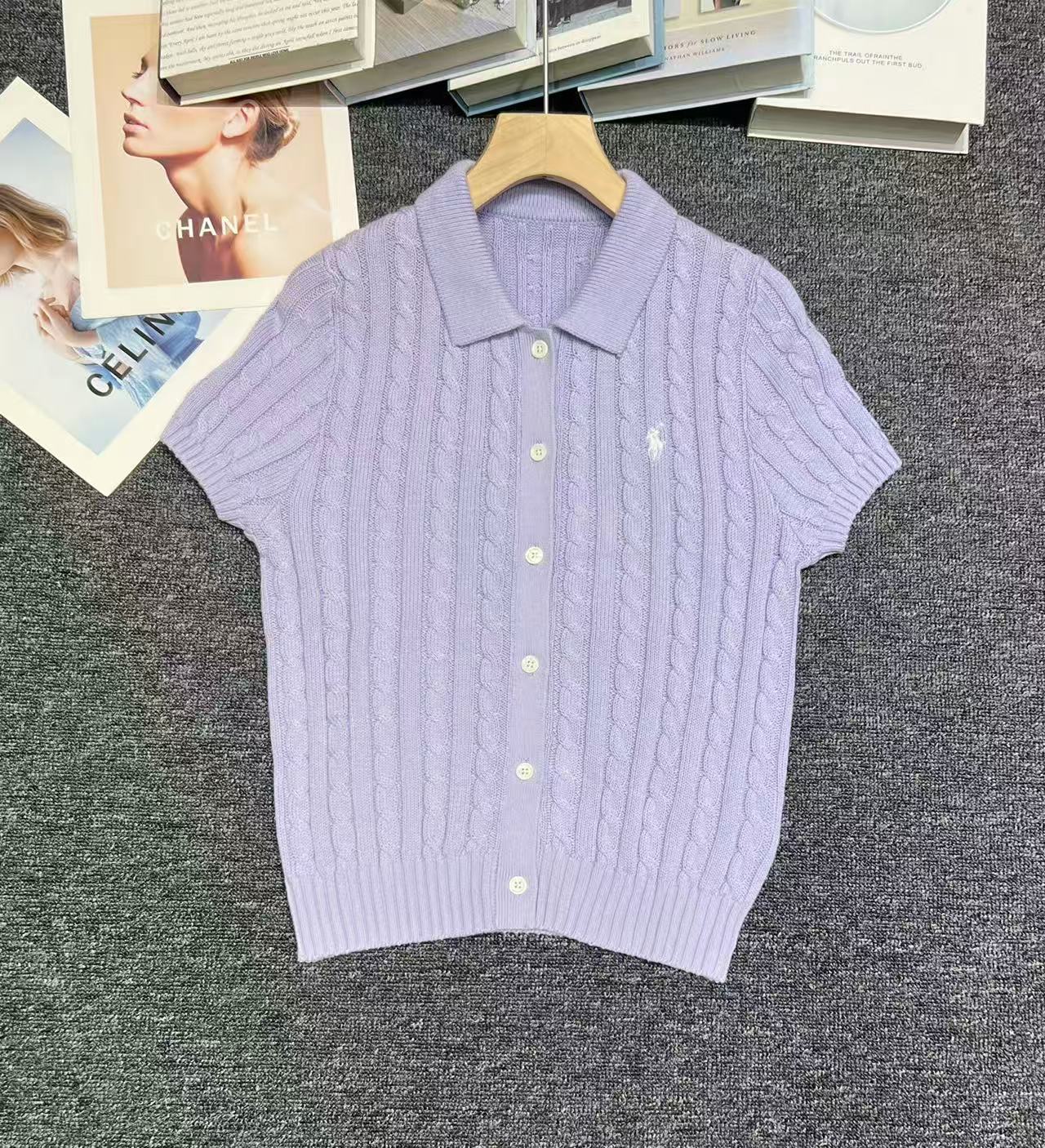 🐴 Cable-Knit Logo Polo Shirt