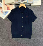 🐴 Cable-Knit Logo Polo Shirt
