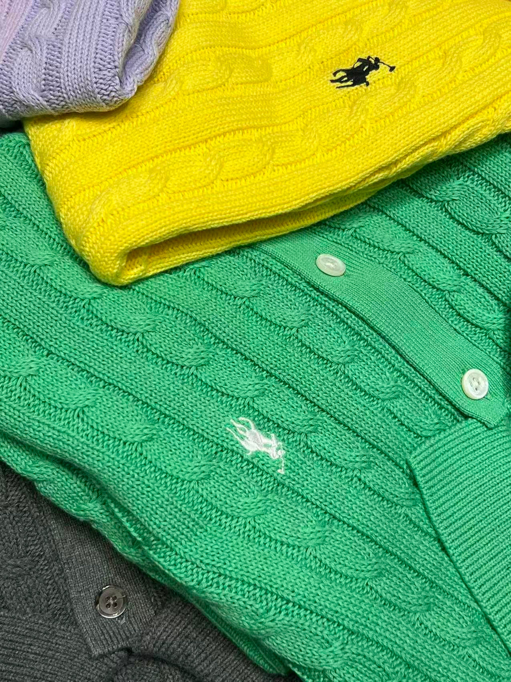 🐴 Cable-Knit Logo Polo Shirt