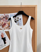 Metal V Logo Ribbed Slim Vest | White | S · M · L