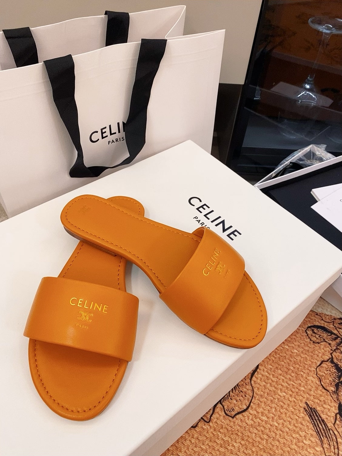 Triomphe Roman Slide Sandal | Lambskin | Italian Leather Sole