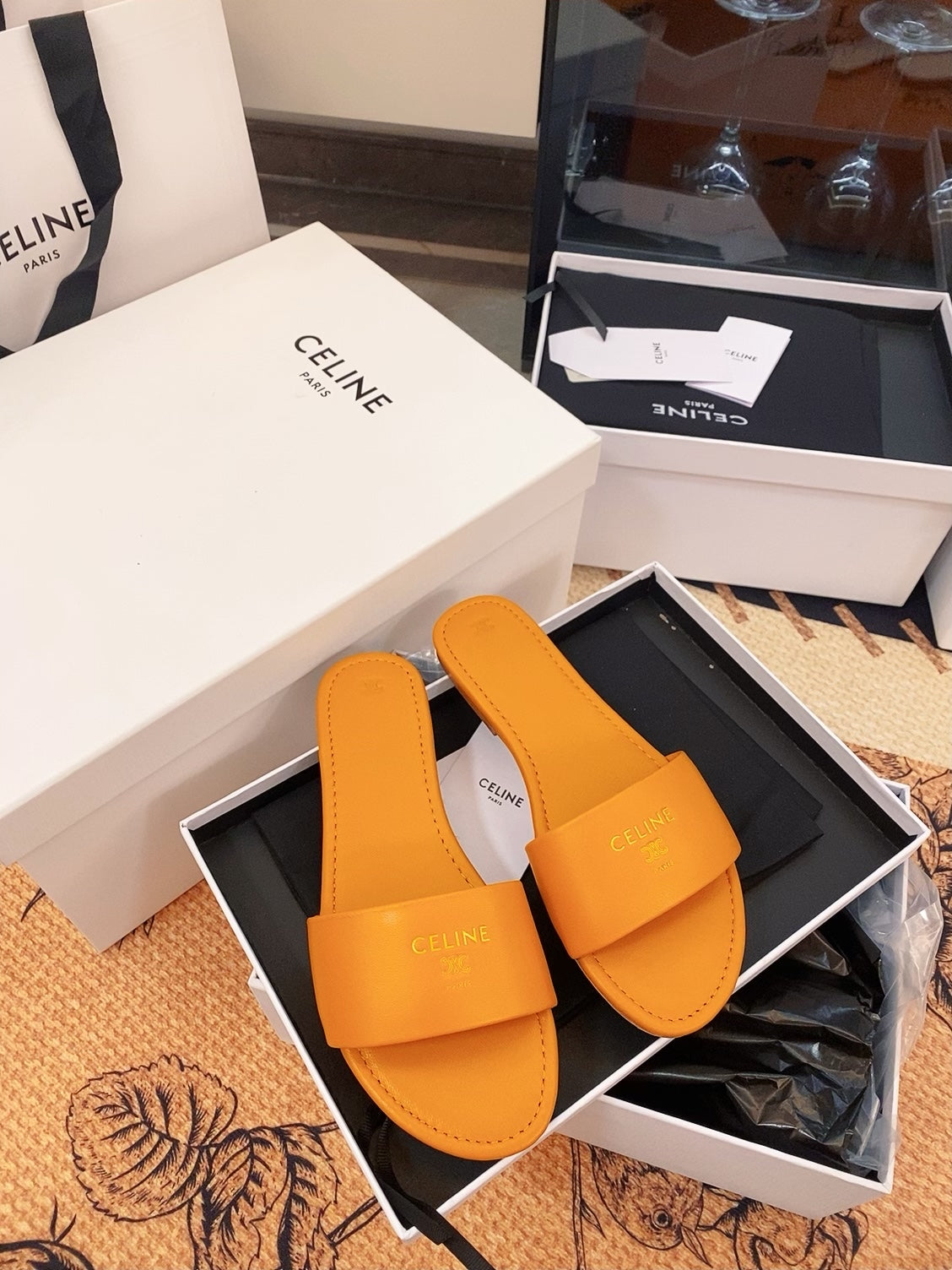 Triomphe Roman Slide Sandal | Lambskin | Italian Leather Sole