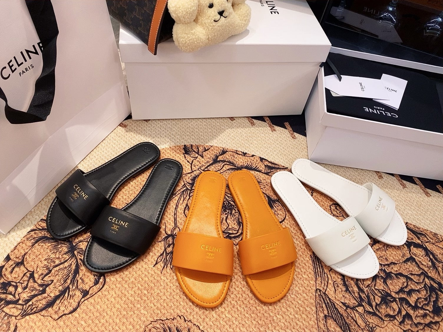 Triomphe Roman Slide Sandal | Lambskin | Italian Leather Sole