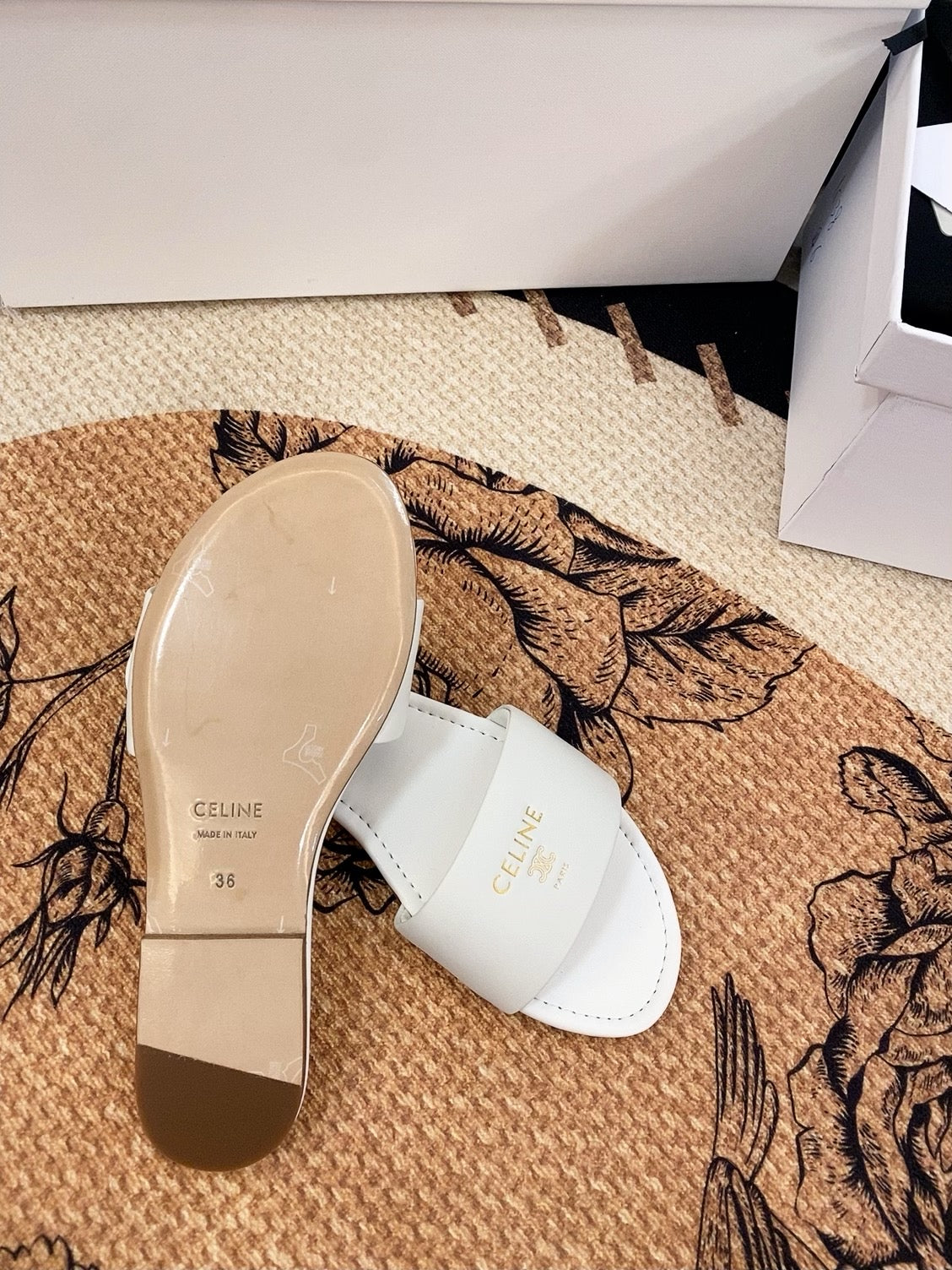 Triomphe Roman Slide Sandal | Lambskin | Italian Leather Sole